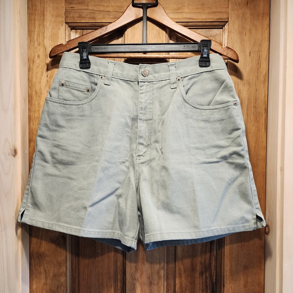 Vintage Halston Sage Green High Waist Denim Shorts